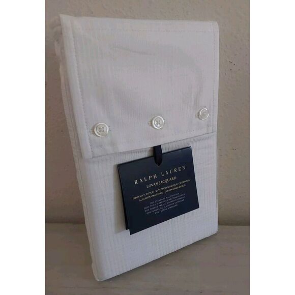 Ralph Lauren LOVAN JACQUARD Organic Cotton Two Standard Pillowcases PARCHMENT - Picture 1 of 10